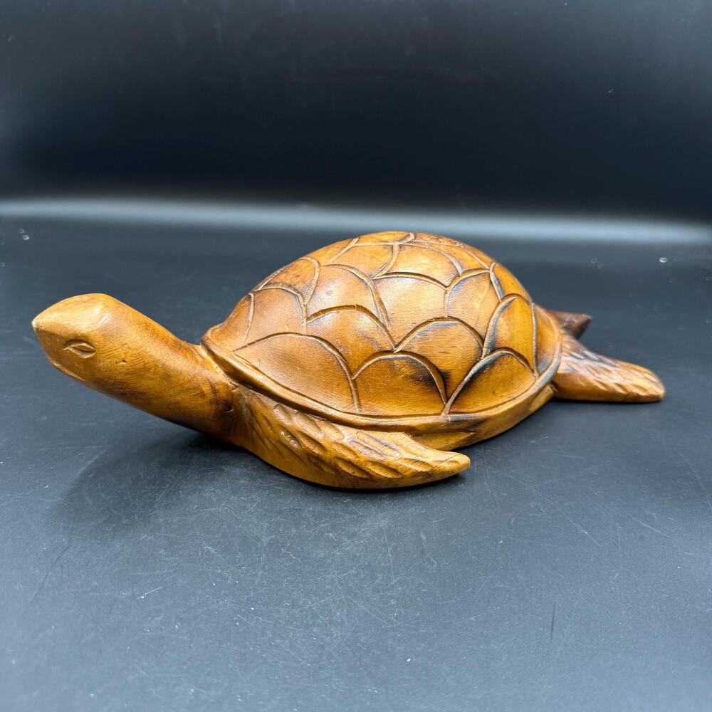 Vintage Handcarved Wooden Honu Hawaiian Sea Turtle Figurine